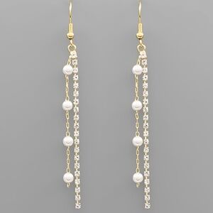 Pearl & Crystal Row Earrings